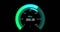 Animation of green speedometer over black background