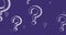 Animation of hand drawn question marks moving on purple background