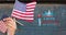 Animation of happy independence 4th of july text over person holding american flag