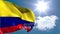 Animation of happy labor day text over colombian flag and blue sky