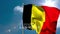Animation of happy labor day text over flag of belgium and clouds