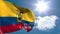 Animation of happy labor day text over flag of ecuador and clouds
