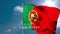 Animation of happy labor day text over flag of portugal and clouds