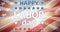 Animation of happy labour day text with red, white and blue stars over american flag