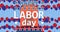 Animation of happy labour day text and siren light over red, white and blue stars and balloons