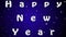 Animation Happy New Year, white letters on blue background