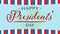 Animation of happy presidents day text over blue background