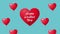Animation of heart with words inside using cursive typography. Red heart shaped balloons rising up. Happy Valentine\\\'s Day.