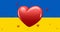 Animation of hearts beating over flag of ukraine