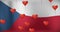 Animation of hearts over flag of czech republic