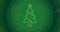 Animation of holly text over neon christmas tree on green circles