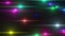 Animation of horizontal multi colored lights blink randomly on a black background. Computer generated background 3d