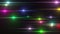 Animation of horizontal multi colored lights blink randomly on a black background. Computer generated background 3d