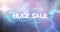 Animation of huge sale text in white over glowing blue to purple background