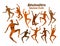 Animation of human body. Anatomy, people in motion concept. Silhouettes, vector illustration
