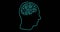 Animation of human brain with cogs over black background