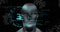 Animation of human head glowing with digital interface security padlock