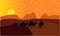 Animation landscape: desert, caravan of camels. Vector illustration. - A hot desert landscape illustration - Images vectorielles