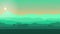 Animation landscape with mountains, hills, sky and a sun. Animation of a beautiful silhouette landscape background, with