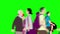 Animation of a large crowd crossing 4K video. Silhouette version. Close-up view. green background for background transparent use