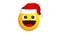 Animation of a laughing to tears yellow emoji in santa claus christmas hat isolated on white background. Positive