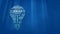 Animation of light bulb shape filled with words written in white letters on blue background