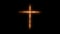 Animation of light orange line effect with crucifix sign on black background