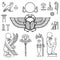 Animation linear drawing: set of Egyptian symbols.