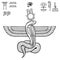 Animation linear drawing: set of Egyptian symbols. Sacred winged Serpent. God Apop.