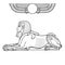 Animation linear portrait: Egyptian sphinx body of a lion and the head of a man.