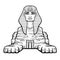 Animation linear portrait: Egyptian sphinx body of a lion and the head of a man. Door is inside body.