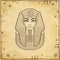 Animation linear portrait: King Tutankhamun mask, ancient Egyptian pharaoh.