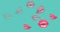 Animation of lips repeated on green background