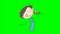 Animation of little boy licking ice cream, animated hand drawn cartoon character, loop able, on chroma key green screen background