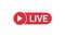 Animation live streaming and play icon. Red symbols and buttons of live streaming, broadcasting, online stream. Lower
