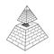 Animation monochrome drawing: symbol of  Egyptian pyramid with a separate vertex and a staircase inside.