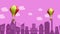 Animation Motion, A balloon floats above a large city. Seconds 2-8 can cut for the loop