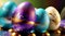 animation or motion effect, Easter day with group of blue and purple, 60fps 6sec