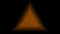 Animation motion of orange pyramid with displacement effect on a black background.