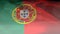 Animation of moving flag of portugal over globe and statistics