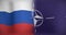 Animation of moving and floating flags of russia and nato