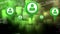 Animation of multiple green people digital icons over glowing green squares in the background