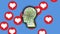 Animation of multiple heart emojis over human head