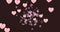Animation of multiple pink hearts on black background