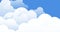 Animation of multiple white clouds on blue sky with copy space background