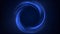 Animation neon energy ring. A chaotic glowing line in shape of a circle, hoop burning blue on a gradient background. 4k.