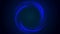 Animation neon energy ring. A chaotic glowing line in shape of a circle, hoop burning blue on a gradient background. 4k.