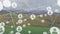 Animation of network of profile icons agains aerial view of grassland