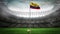 Animation of network rotating over flag of ecuador at sports stadium