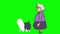 Animation of an old woman walking with a cute dog.